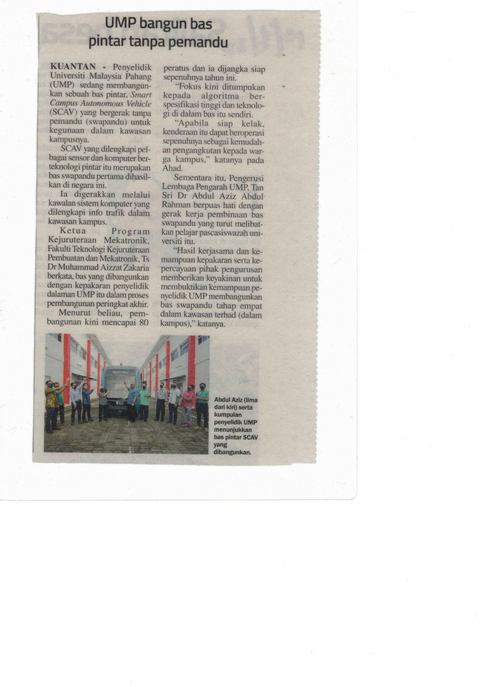 Sinar Harian article on UMP building driverless smart bus